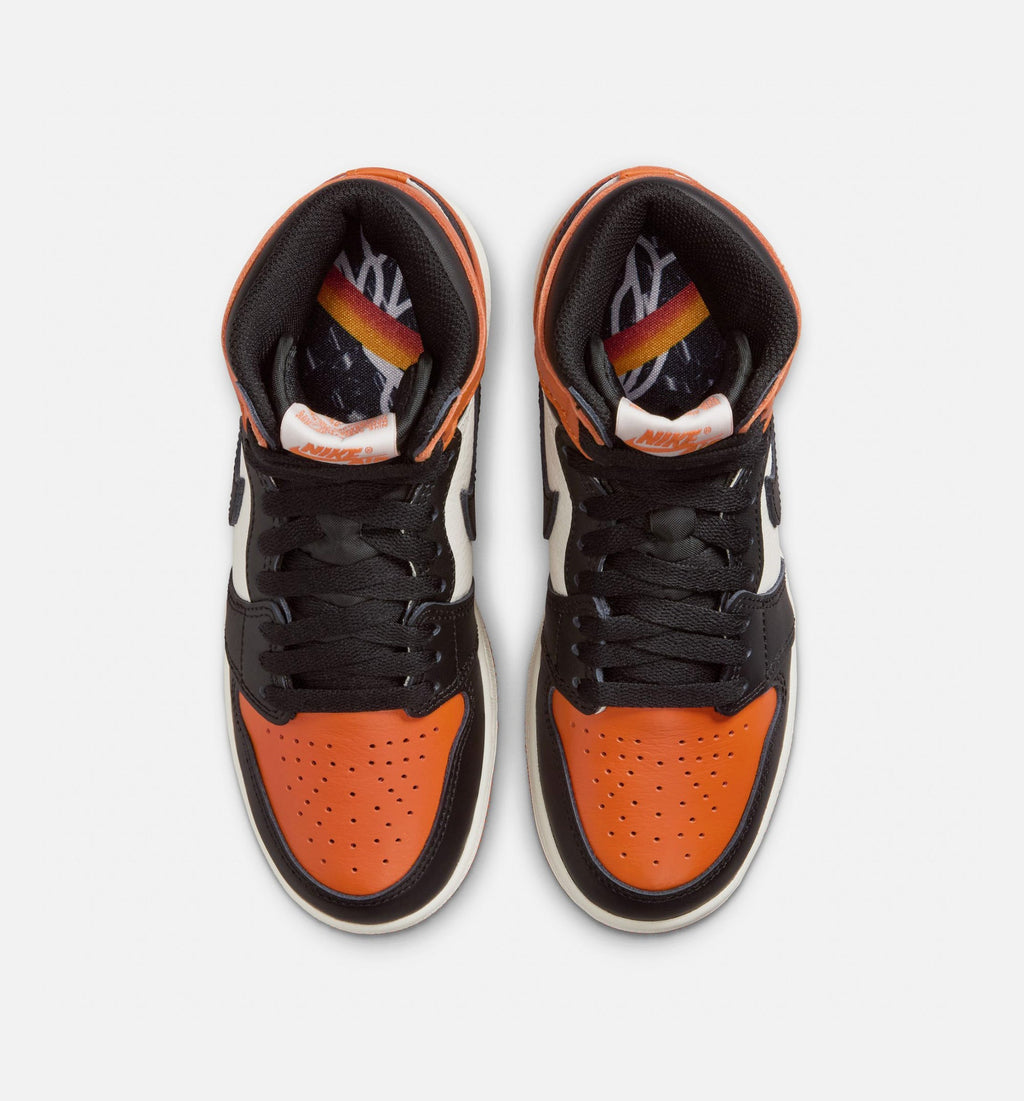 Air Jordan 1 Retro High OG Grade School Lifestyle Shoe - Black/Sail/Starfish