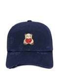 We11done Heart Teddy distressed baseball cap