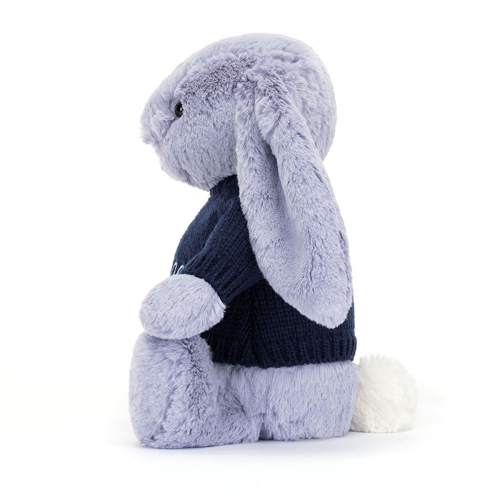 Bashful Viola Bunny with Personalized Navy Jumper