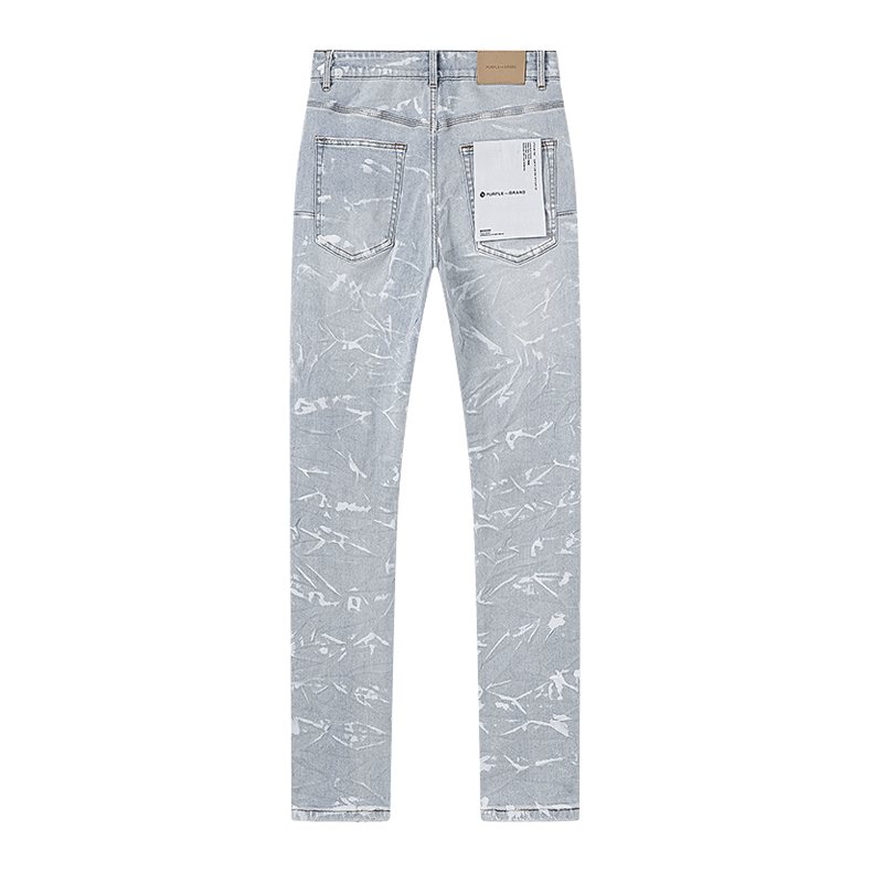 Purple Brand Light Blue Distressed Paint-Mark Jeans