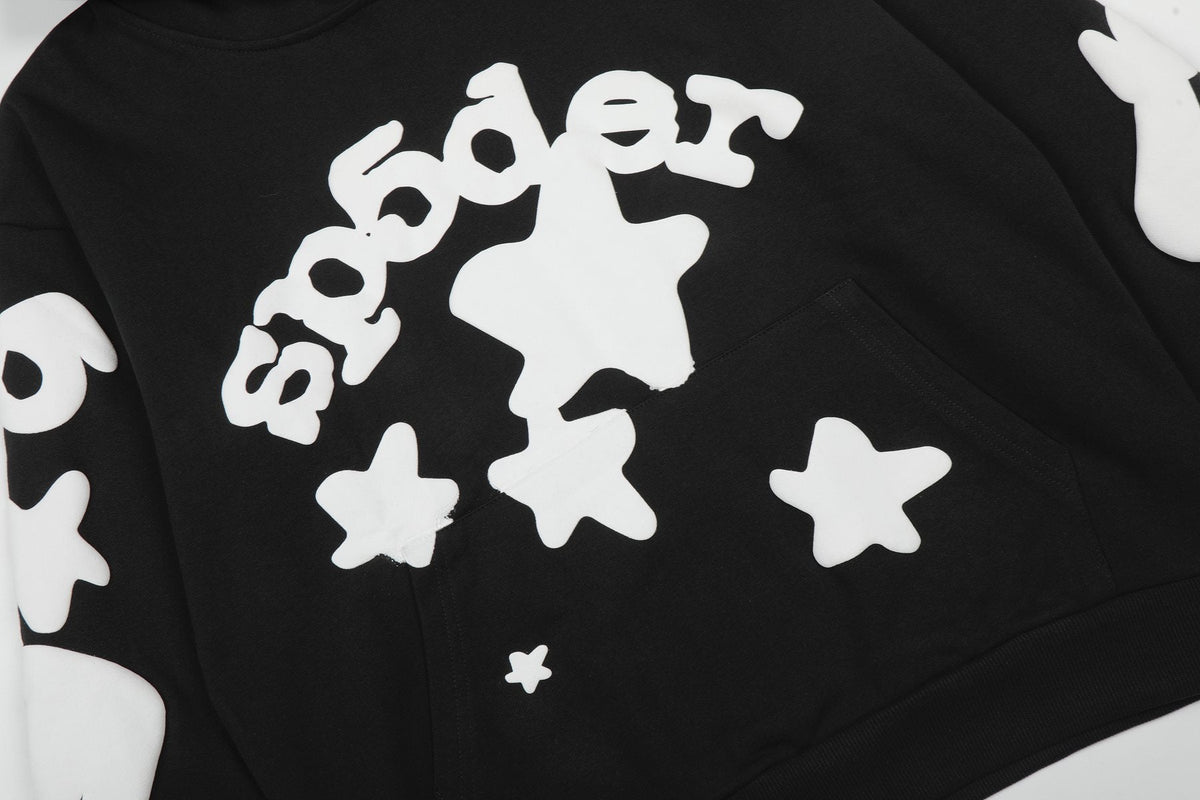 Sp5der Black Graphic Hoodie & Jogger Matching Set