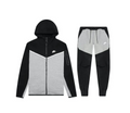 Nike Sportswear Tech Fleece Full Zip Hoodie & Joggers Set Black/Dark Grey Heather/White