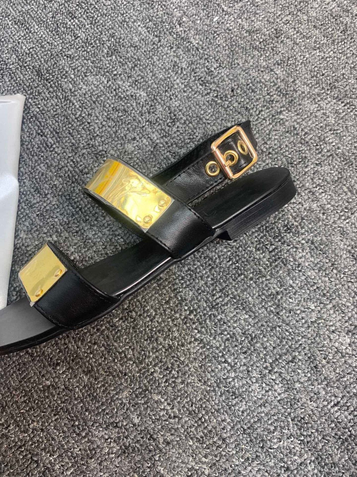Giuseppe Zanotti Men's Black Gold-Tone Open-Toe Sandals