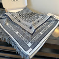 Dior Letter-Pattern Fringed Square Scarf