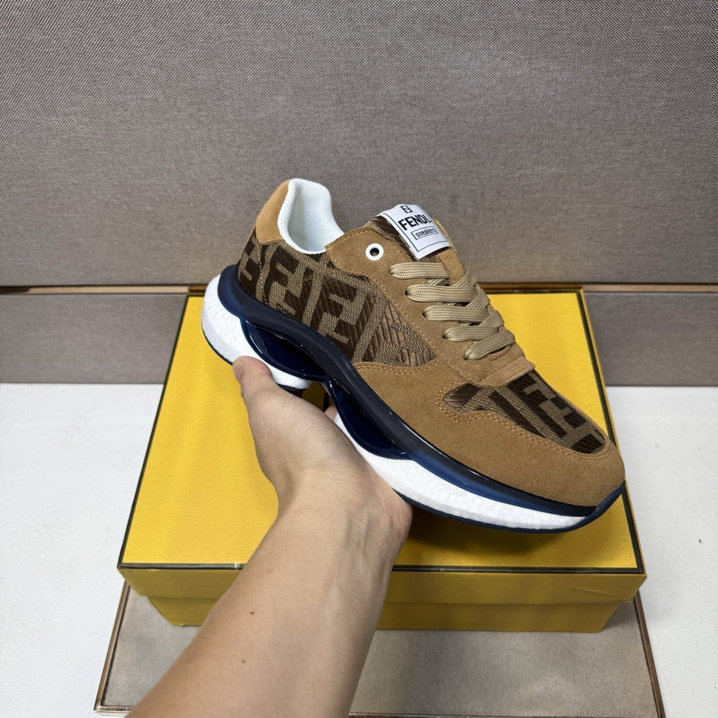 Fendi Men's Monogram Panel Low-Top Sneakers