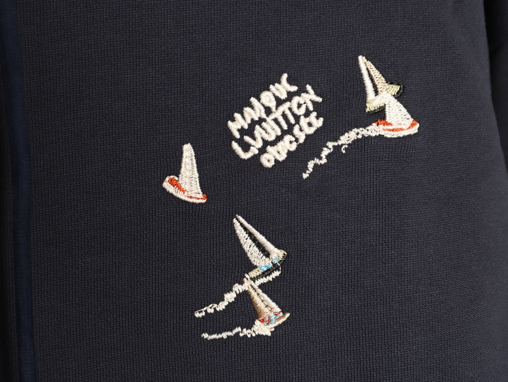 Louis Vuitton Scattered-Motif LV Back Graphic Hoodie - Dark Navy